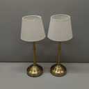 2 Pack Cordless Table Lamp, Rechargeable Desk Lamp with Fabric Shade, Battery Operated Lamp 3 Color Stepless Dimming, Small Touch Bedside Lamp Home Decor for Dining, Counter (Brushed Gold)