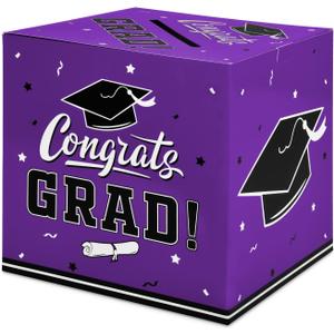 Gatherfun Graduation Party Decorations Graduation Box Graduation Card Box for Graduation Gift Graduation Party Favors Decor Party Supplies Purple