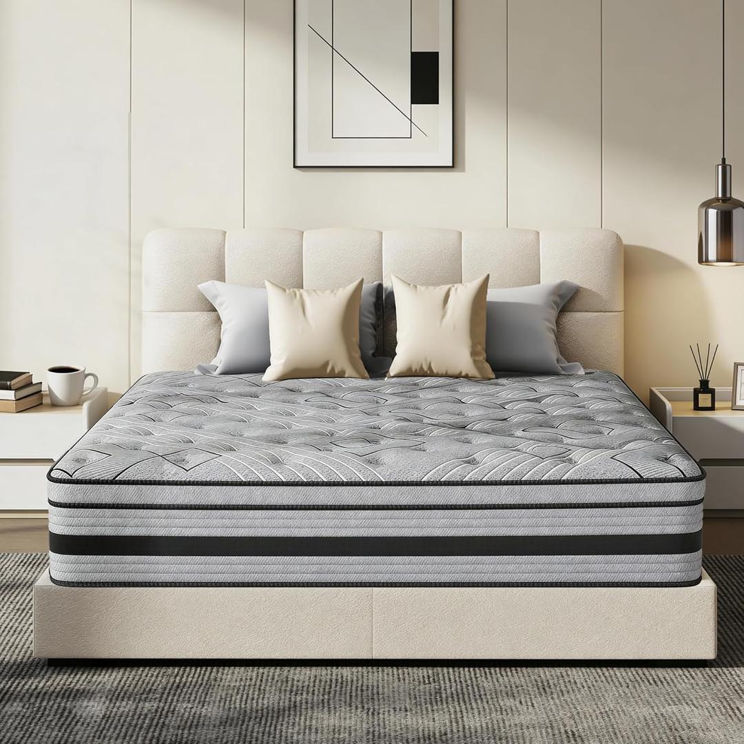 Gunugu Twin Mattress,12 Inch Twin Size Mattress in a Box, Memory Foam Hybrid Twin Mattresses with Individual Pocket Spring for Motion Isolation & Silent Sleep, Lumbar Support & Pressure Relief, Medium Firm