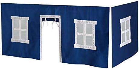 Max & Lily Underbed Privacy Curtain for Low Bunk/Loft Bed, 2 Panel Play Curtain Set - Hot Blue/White Cotton