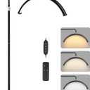 22-inch Half Moon Lash Light for Eyelash Extensions & Estheticians, Dimmable LED Lash Lamp, Shadow-Free Moon Light for Lash Tech, Adjustable Eyelash Lamp with Rotating Head (Black)