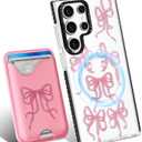 Toycamp for Samsung Galaxy S24 Ultra Case - Compatible with Magsafe Credit Card Holder Wallet Magnetic Cute Women Teen Girls Kawaii Girly Unique Bow Design Phone Cover ffor Galaxy S24 Ultra