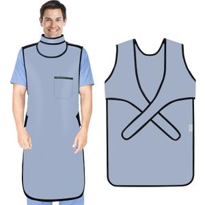 Lead Apron with Thyroid Shield - 0.5mmPb Lead Apron for X-rays Lightweight Lead Equivalent Protection Vest for Hospitals Labs Nursing Homes (Grey)