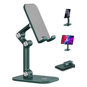 OCYCLONE Phone Stand, Adjustable Height and Angle Foldable Cell Phone Stand Holder for Desk, Taller iPhone Stand Compatible with 4.7"-13" Smartphones iPad Tablet, Green