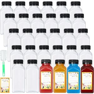 DANALLAN 30 Pack 8oz Empty Plastic Bottles with Leak-Proof Caps Food Grade Recyclable Bulk Beverage Containers Clear PET Bottles for Homemade Juice, Smoothie, Milk and Drinks