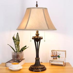 L-Juicwe Farmhouse Table Lamp Antique Resin Base Traditional Rustic Mid-Century Large Desk Lamp 27 Inch Tall for Living Room Office Bedroom
