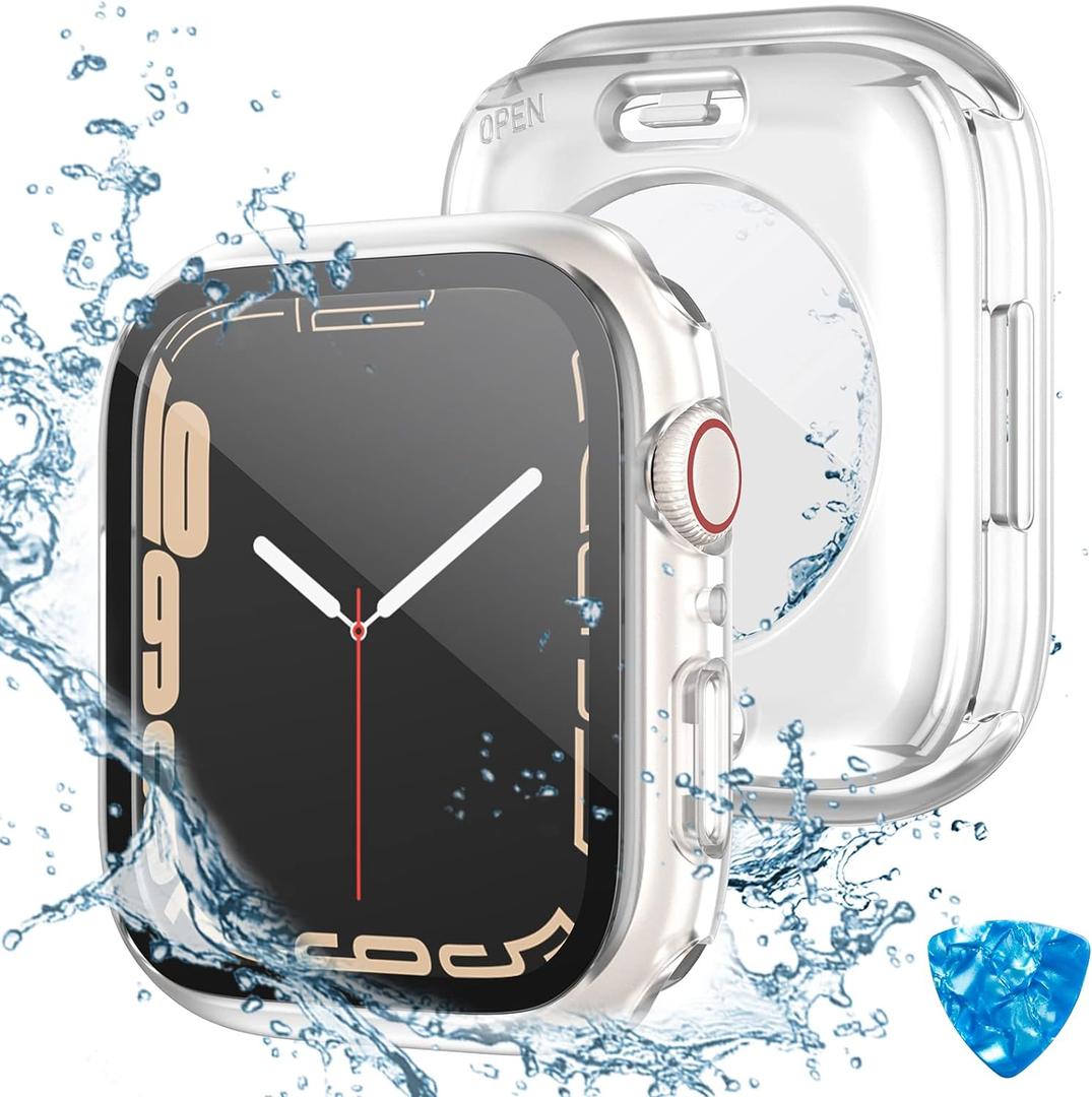 Tensea (2 in 1) for Waterproof Apple Watch Screen Protector Case 40mm SE 3/SE 2nd Generation/SE/Series 6/5/4 Accessories, 360 Front and Back, iWatch Face Cover with Tempered Glass for Women Men, 40 mm (Clear)