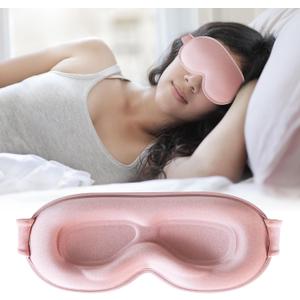 Sleep Mask,Upgraded 3D Deep Contoured Eye Mask for Sleeping,No Pressure Eye Covers 99% Block Out Light Eye Mask with Adjustable Elastic Strap for Sleeping, Yoga, Traveling (1pc,Pink)