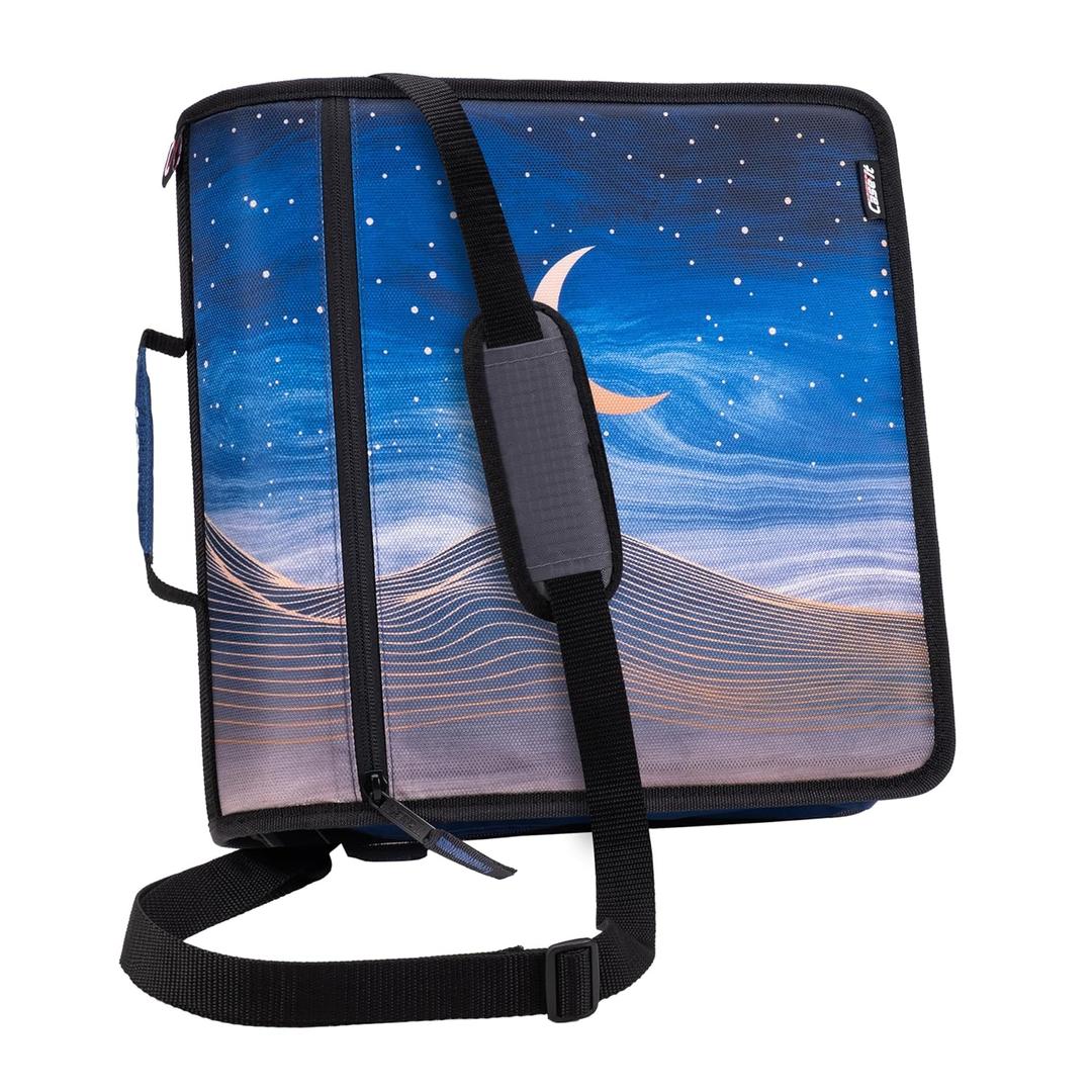 Case-it Mighty Zip Tab School Zipper Binder | 3-Inch O-Rings, 600-Sheet Capacity, 5-Subject Expanding File Folder, Multiple Pockets & Storage Organizer, Shoulder Strap | D-146 Desert Night