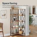 HOOBRO Corner Bookshelf, 5-Tier L-Shaped Bookcase, Industrial Open Display Shelf Tall Storage Organizer, Vertical Storage Rack, for Living Room, Home Office, Rustic Brown and Black BF60SJ01, 