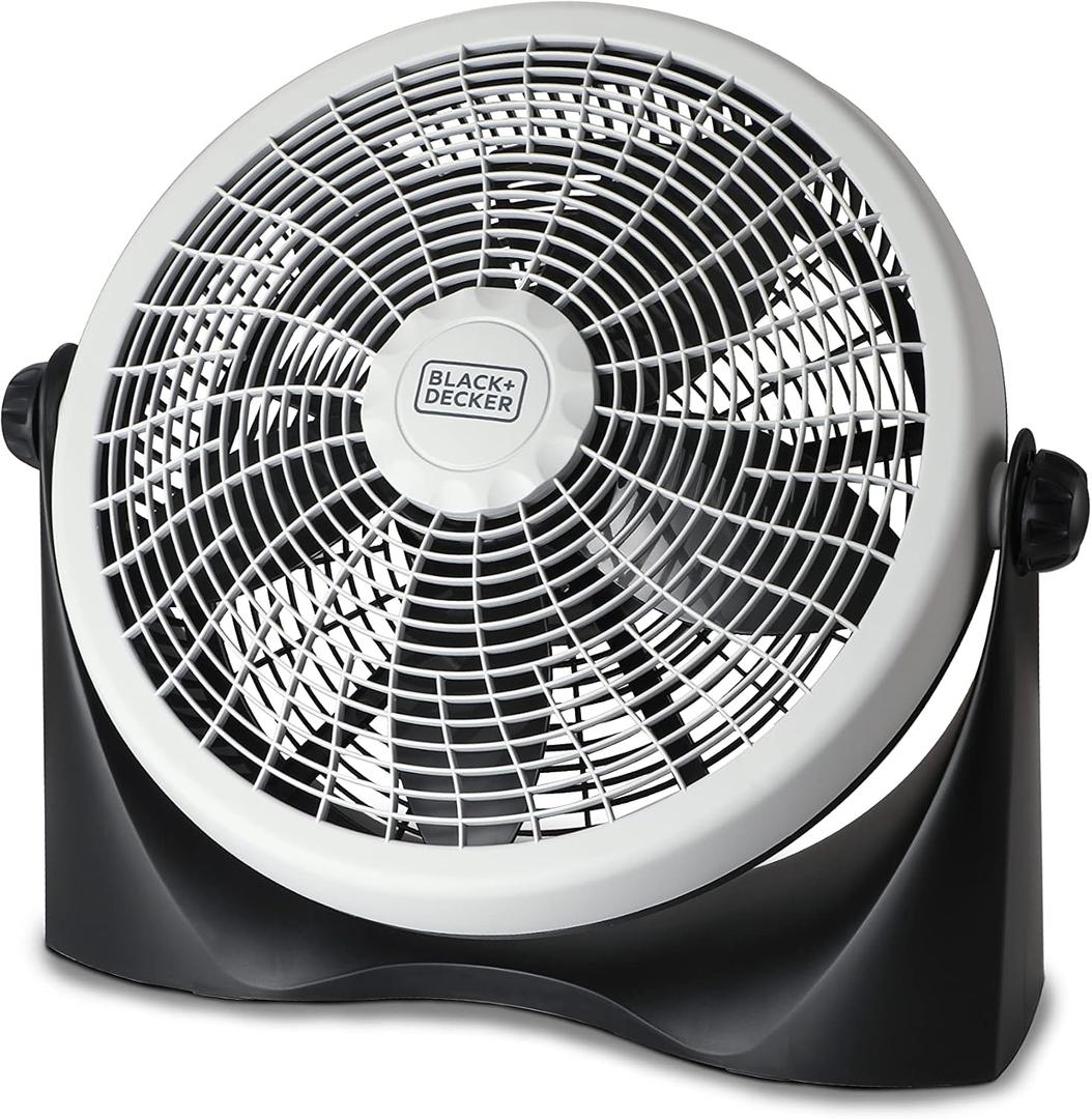 BLACK+DECKER High Velocity Floor Fan, 15.6" Diameter Freestanding Fan, 5 Plastic Blades, 3-Speeds, 90-Degree Tilt Adjustment, For Use In Bedroom, Home or Office, 5.5 lbs., Gray/Black, BFF16B