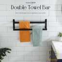 KOKOSIRI Towel Bars Black Bath Towel Holders 24-Inch Bathroom 2-Tiers Ladder Towel Rails Wall Mounted Towels Shelves Rack Stainless Steel, B5008BK-L24