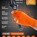 LANON 8mil Orange Disposable Nitrile Gloves, Mechanic, Heavy Duty, Food Safe, Latex Free, Powder Free, Fully-Diamond Textured, Large