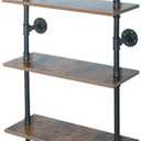 5 Shelf Industrial Pipe Shelving, Black Modern Bookcase Bookshelf, Wall Mount Ladder Shelf with Metal Frame Display Selves