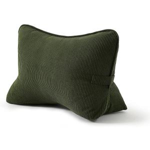 Pat. Pend. Corduroy Ergonomic Lumbar Support Pillow for Sitting Support, Triangle Back Cushion for Sofa, Armchair & Bed, Washable Cover, Avocado Green