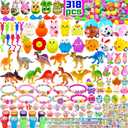 Beser 318 pcs filled Easter Eggs with Toys Easter Egg Fillers 100 pack Easter egg wtih 218 Toys inside Small Toys for Easter Eggs Filled Easter Basket Stuffers Favors for Kids Toddlers Boys Girls