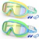 VegoVia Kids Swim Goggles 2 Pack, Anti-Fog UV Protection Wide View Swimming Goggles for kids 3-15 Youth Boys Girls Toddler