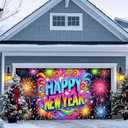 13x6ft Happy New Year Garage Door Banner Colorful Backdrop New Year Celebration Garage Door Cover Decoration for New Year's Eve Party Indoor Outdoor House Wall Background Decor