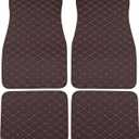 Auto Floor Mats Kit, Autopet Floor Mat Protection Universal for Truck Sedan SUV Front Rear Floor Waterproof Faux Leather Coffee Color