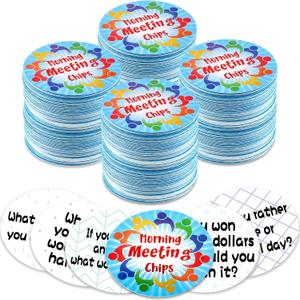 50 Styles 100 Pcs Morning Meeting Chips for Kids, Student Response Cards, Conversation Starters, Classroom Question Idea Cards for Elementary School, Learn Communication, Listening, Vocabulary