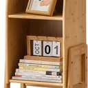 3 Tier Bamboo Bookcase, Classical Modern Bookshelf, Dispaly Shelves, Bamboo Wood Organizer Book Shelf for Living Room Home Office-Natural, Medium (Nature)