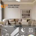 Ohniyou Ceiling Fans with Lights, 42'' Low Profile Ceiling Fan with Light and Remote/APP Control, Modern Flush Mount Ceiling Fan for Indoor Bedroom Kitchen, Dimmable, Qiuet DC Motor, White
