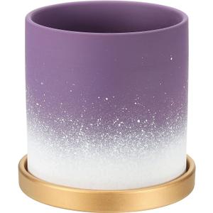 PATIKIL 5.12 Inch Ceramic Plant Pots, Modern Flower Planters Gradient with Drainage Holes for Decorate Home Indoor Plants Succulent Herb, Purple