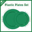 50 PCS Green Plates Disposable, Heavy Duty Green Plastic Plates include 25 Dinner (10.25") & Dessert (7.5") for Birthday, Golf Party Decorations, Graduation Party, Picnic