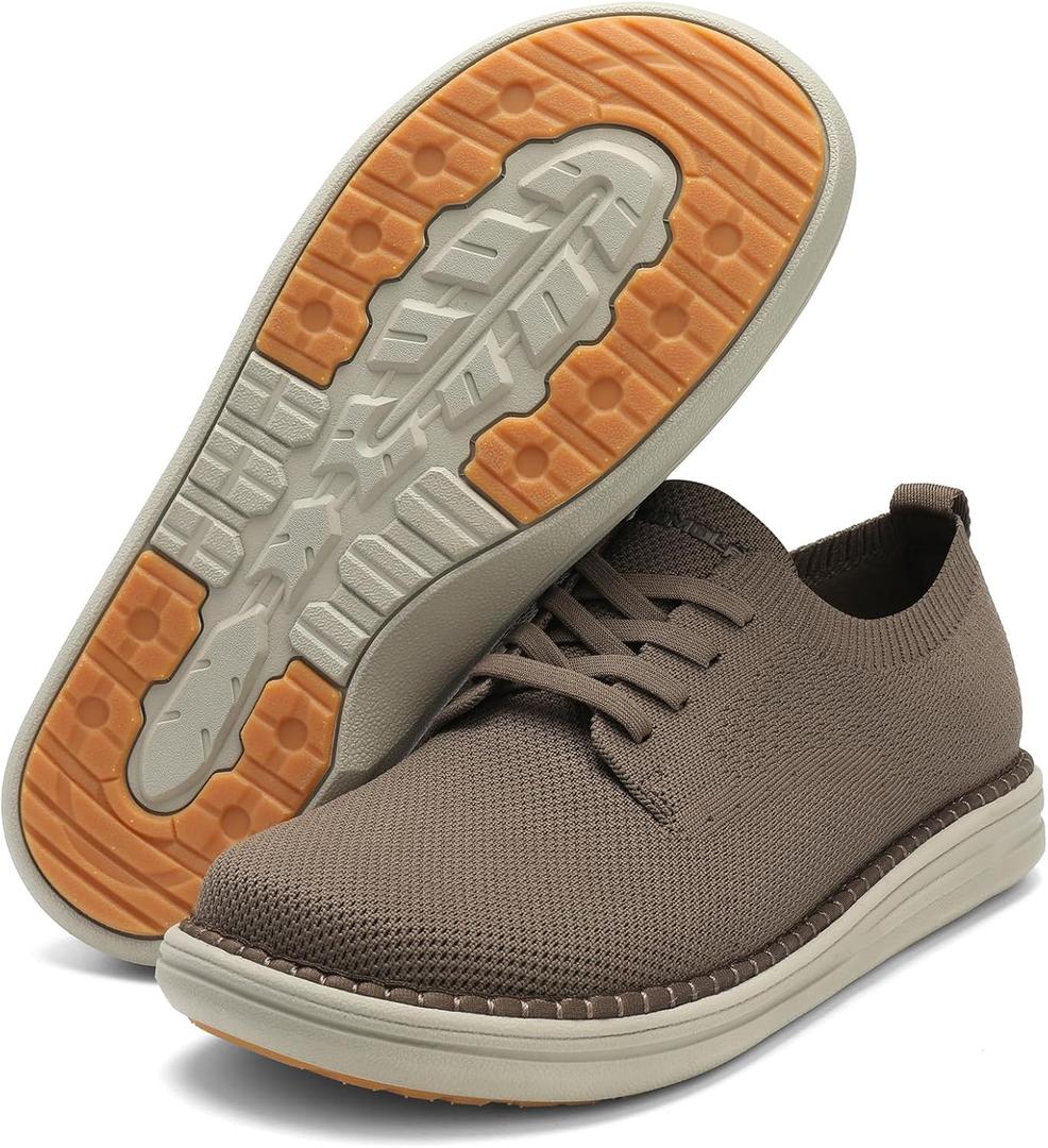 PROMOLA Wide Toe Box Shoes for Men Casual Dress Shoes Wide Width Non Slip Walking Shoes with Arch Support (9.5 Wide, Khaki)