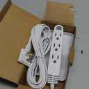 8FT Ultra Flat Plug Extension Cord Power Strip with 3 Outlets, Patented Detachable Ultra-Thin Outlet Cover Concealer & Ultra-Flat Plug, Max. 13A 125V 1625W ETL Listed, White Color