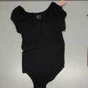 FeelinGirl Short Sleeve Bodysuit for Women V Neck Tummy Control Shapewear Seamless Thong Body Suits Tops LARGE Black