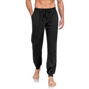COLORFULLEAF Mens Cotton Pajama Pants Lightweight Jogger Pajama Bottoms Soft Lounge Pants with Pockets (Medium