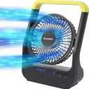 Gazeled F15 Battery Powered Fan, Long Lasting Battery Operated Fans for Camping, Portable D-Cell Desk Fan with Timer, 3 Speeds, Whisper Quiet, 180 Rotation, for Office, Bedroom, Outdoor, 5'' (Yellow)