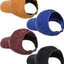 Jiuguva 4 Pack Backless Ponytail Hat for Dreadlocks Women Retro Washed Distressed Baseball Cap Adjustable