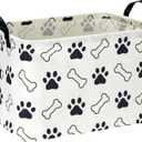 NTAOHAMPER Waterproof PE Coating Puppy Storage Bin with Handles,Doggy Collapsible Gift Basket,Kids Toys/Books Box,Room Decor, Paw (14.9"L x 10.2"W x 9.8"H)