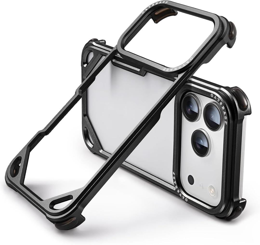 OATSBASF for iPhone 17 Pro Max Bumper Case, No Back Design, Aluminum Frame Slim Fit, Compatible with MagSafe, 4 Corner Shockproof Protection, Black