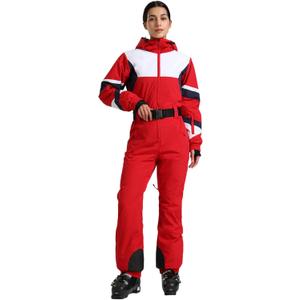GSOU SNOW Ski Suit Women Snowsuit One Piece Snowboarding Waterproof Windproof Jumpsuit for Outdoor Sports (Large, Red2)