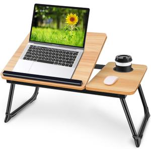 Adjustable Laptop Desk for Bed,Bed Table for Laptops,Laptop Stand for Beds,Lap Desk Foldable Bed Desk for Laptops and Writing,Portable Beds Tray Table with Cup Holder