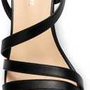 Carcuume Women's Strappy Platform Heeled Sandal,NATRACY-BLACK PU-6.5 (Black)