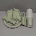 175 Pcs Party Plates and Cups and Napkins Sets, 9" Easter Plates, 7" Dessert Plate, 9oz Cups & Cutlery, 25 Guest Scalloped Sage Green Party Supplies for Easter, Bridal Baby Shower, Birthday