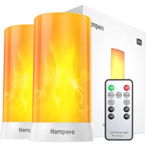 Hompavo 【Upgraded】 LED Flame Lights with Remote & Timer, 4-Mode Rechargeable Battery Operated Flameless Candles, Waterproof Pillar Flickering Lanterns for Bathroom Patio Wedding Halloween Home Decor