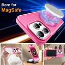 ORETECH for Magnetic iPhone 14 Pro Case, MagSafe Compatible, 15FT Drop Protection, Shockproof, Anti-Scratch, Frosted Translucent Back Phone Case with Screen & Camera Lens Protectors, Hot Pink