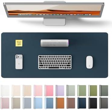 YSAGi Leather Desk Protector, Office Mat, Large Mouse Mat, Non-Slip PU Leather Blotter, Laptop Desk Mat, Waterproof Writing Pad for Office and Home (Dark Blue, 23.6" x 13.8")
