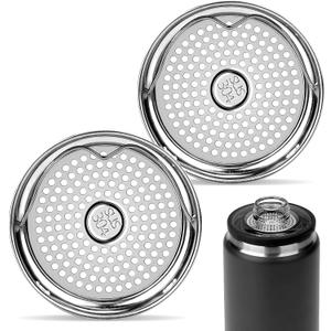 Linkidea 304 Stainless Steel Tea Strainer Compatible with YETI Rambler Bottle 18oz/26oz/36oz/46oz/64oz Chug and MagDock Caps, Ice Strainer Filter Blocker Fruit Stopper, 2 Pack
