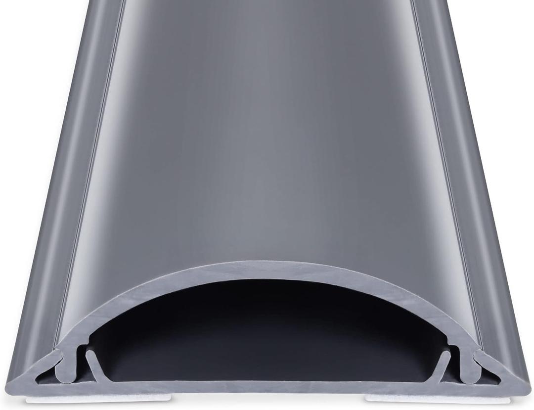 Cord Cover Floor 34in (2 x L17in), Large Capacity Floor Cable Cover, Hard PVC Cord Hider, Wire Cable Management Raceway, Grey, Cord Cavity - 1.8"(W) x 0.6"(H)