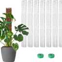 EOX 8 Pcs 24 Inch Plastic Moss Pole for Monstera, Large D Shaped Poles for Climbing Plants Work with Sphagnum Moss, Garden Ties