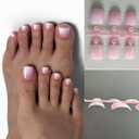 2 x 120Pcs Toe Nail Tips - Maigitur White Short French Tip Toenail Press Ons,Nude Soft Gel Toe Nail Tips, Soak Off Press On Toenails Square Fake Toes for Women Girls Manicure No Glue Stickers 02
