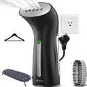 Travel Size Compact Travel Garment Steamer for Clothes to Go and Home Safe for Any Fabrics - Portable Handheld Steamer Powerful Steam Generator Iron for Clothes Best for Travel, 110V (Black)