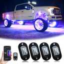 YiLaie RGB LED Rock Lights, 60 LEDs High Brightness Multifunction Neon underglow Kit Waterproof Light with APP/RF Control Multicolor Lights for ATV RZR UTV SUV Off Road Car, DC 12V (4 Pods)