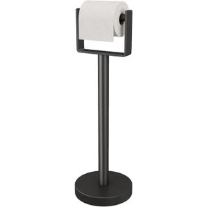 YUMORE Heavy Duty Toilet Paper Holder Stand, Extra-Weighted Base No Tipping, Stainless Steel Toilet Paper Stand, Free Standing Floor Tissue Roll Holder for Bathroom, Matte Black 200UP